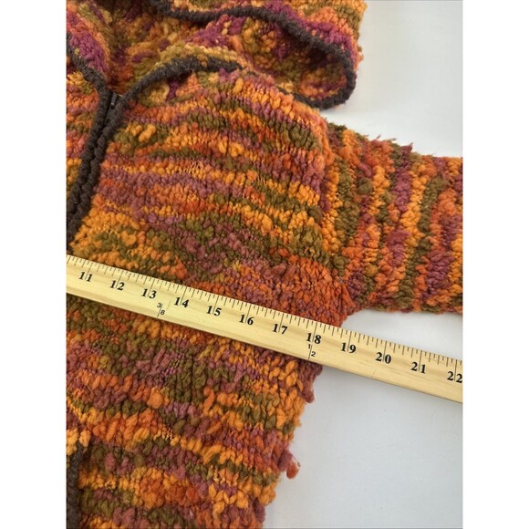 ECC Ecuadorian Clothing Company Wool Hood Full Zip Sweater Orange Textured Small - Picture 13 of 16